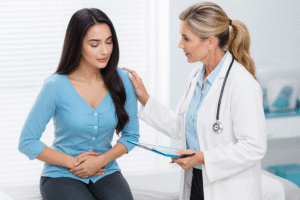 Doctor consulting a patient about gastrointestinal health and digestive issues